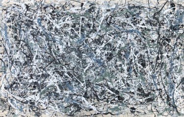 Painting titled "No.51 AbEx Abstract…" by Robert Miskines, Original Artwork, Enamel