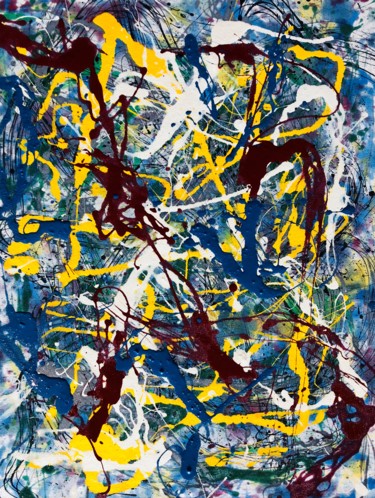 Painting titled "No.47 AbEx Abstract…" by Robert Miskines, Original Artwork, Enamel