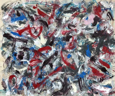 Painting titled "N77 AbEx Abstract E…" by Robert Miskines, Original Artwork, Enamel