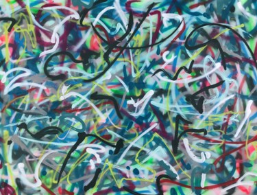 Painting titled "N72 AbEx Abstract E…" by Robert Miskines, Original Artwork, Spray paint