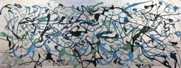 Malerei mit dem Titel "N78 Abstract Expres…" von Robert Miskines, Original-Kunstwerk, Emaille Auf Andere starre Platte monti…