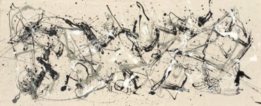 Malerei mit dem Titel "No. 5 2017 AbEx Act…" von Robert Miskines, Original-Kunstwerk, Emaille Auf Keilrahmen aus Holz montie…