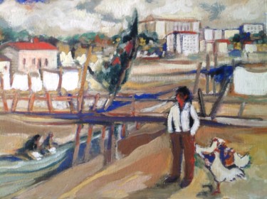 Pintura titulada "Madrid-desde-el-rio…" por Martiche, Obra de arte original