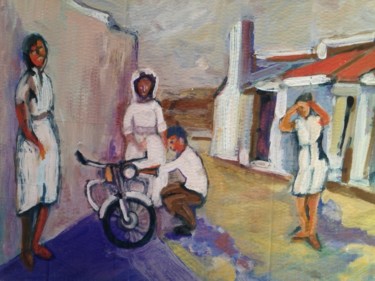 Painting titled "Preparando-viaje-de…" by Martiche, Original Artwork