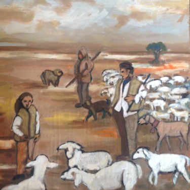 Peinture intitulée "Pastores_con_rebaño…" par Martiche, Œuvre d'art originale
