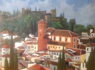 Painting titled "Vista-a-Iglesia-del…" by Martiche, Original Artwork, Oil