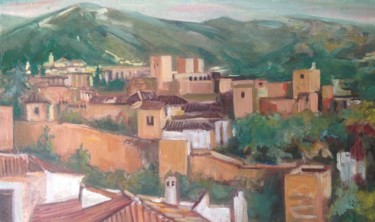 Painting titled "Vista-Alhambra-de-G…" by Martiche, Original Artwork, Oil