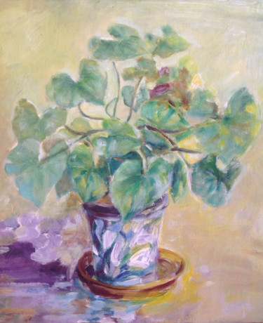 Painting titled "Maceta-con-begonia.…" by Martiche, Original Artwork, Oil