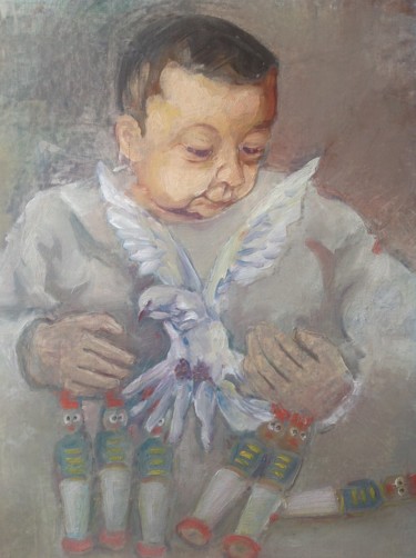 Painting titled "Niño-con-paloma.jpg" by Martiche, Original Artwork