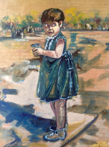Peinture intitulée "Niña- en-el-parque.…" par Martiche, Œuvre d'art originale