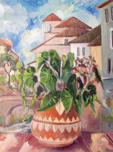 Painting titled "Vista-Iglesia-con-p…" by Martiche, Original Artwork