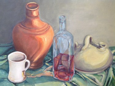 Painting titled "Bodegón-con-botijo.…" by Martiche, Original Artwork, Oil