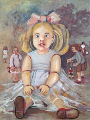 Peinture intitulée "Muñeca-perdida-en-e…" par Martiche, Œuvre d'art originale, Huile