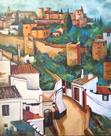 Painting titled "Vista de la Alhambra" by Martiche, Original Artwork, Acrylic