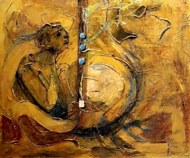 Painting titled "Meditação" by Rosa Rio, Original Artwork, Acrylic