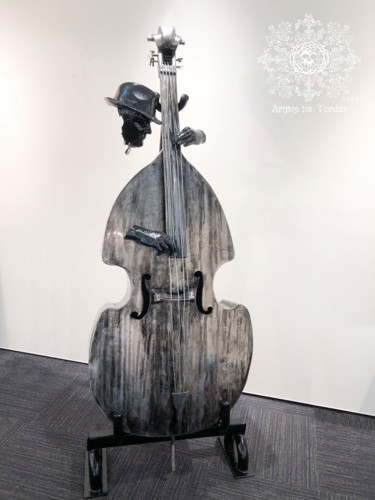 Skulptur mit dem Titel "Interrogation mélod…" von Artiste Les Tordus, Original-Kunstwerk, Metalle