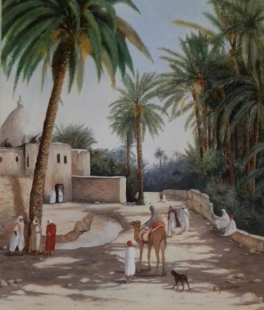 Peinture intitulée "Près d'une mosquée" par Annie Gaurenne, Œuvre d'art originale, Huile