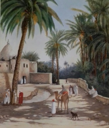 Malerei mit dem Titel "Près d'une mosquée" von Annie Gaurenne, Original-Kunstwerk, Öl