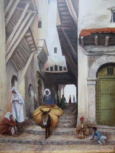 Malerei mit dem Titel "Une rue d'Alger" von Annie Gaurenne, Original-Kunstwerk, Öl