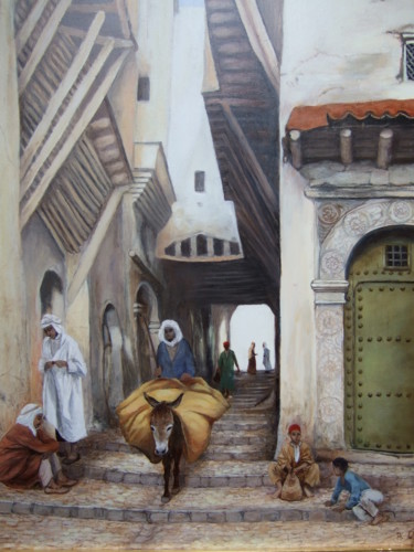 "Une rue d'Alger" başlıklı Tablo Annie Gaurenne tarafından, Orijinal sanat, Petrol