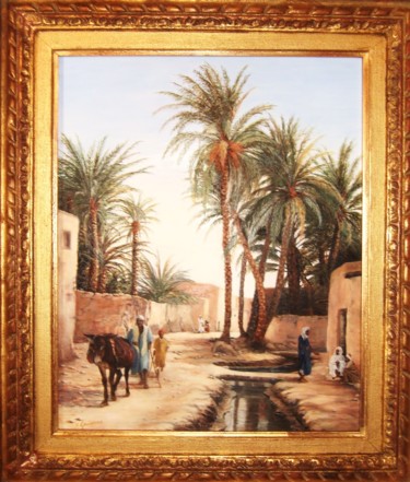 Pintura intitulada "Rue d'un village au…" por Annie Gaurenne, Obras de arte originais, Óleo