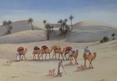 Painting titled "Au pied des dunes,…" by Annie Gaurenne, Original Artwork, Oil