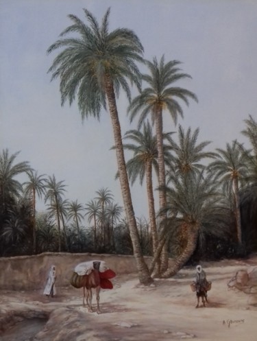 Painting titled "Retour au village" by Annie Gaurenne, Original Artwork, Oil