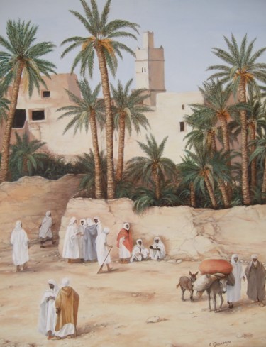 Painting titled "El Maïs au Maroc" by Annie Gaurenne, Original Artwork, Oil