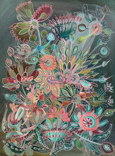 Malarstwo zatytułowany „Painting “Flower Fa…” autorstwa Roartus, Oryginalna praca, Akryl