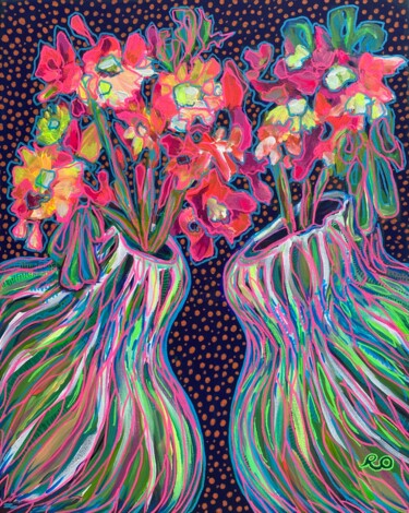 Malerei mit dem Titel "Two or three vases" von Roartus, Original-Kunstwerk, Acryl