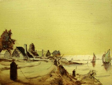 Pittura intitolato "along a Dutch river" da Rob Arbouw, Opera d'arte originale, Altro