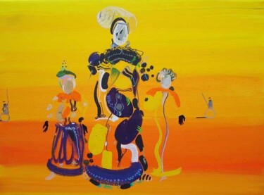 Pittura intitolato "yellow mother" da Rob Arbouw, Opera d'arte originale, Olio