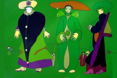 Painting titled "the green Jesters" by Rob Arbouw, Original Artwork
