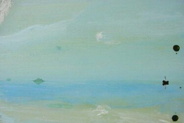 Pintura intitulada "lake with a balloon" por Rob Arbouw, Obras de arte originais, Óleo