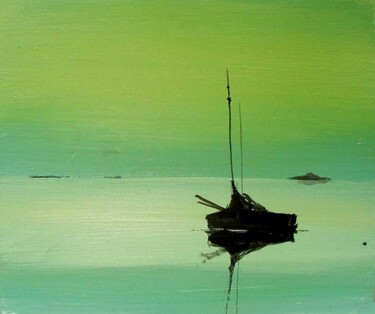 Картина под названием "Big green lagoon" - Rob Arbouw, Подлинное произведение искусства, Масло