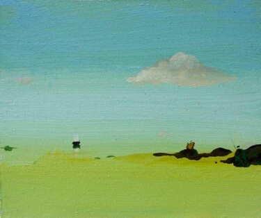 Schilderij getiteld "lagoon watching" door Rob Arbouw, Origineel Kunstwerk, Olie