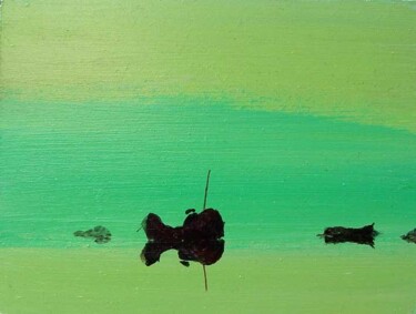 Painting titled "rocks in a green la…" by Rob Arbouw, Original Artwork, Oil