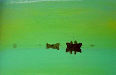 Картина под названием "The founded boat" - Rob Arbouw, Подлинное произведение искусства, Масло