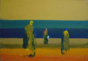 Pittura intitolato "Beach" da Rob Arbouw, Opera d'arte originale, Olio