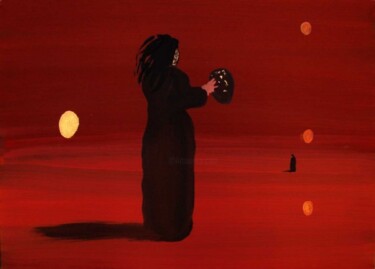 Schilderij getiteld "Kabuki player 3" door Rob Arbouw, Origineel Kunstwerk, Olie