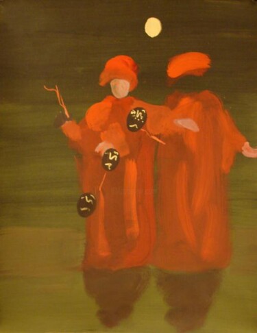 Картина под названием "Hopping puppets" - Rob Arbouw, Подлинное произведение искусства, Масло