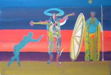 Painting titled "Satyr, king and kni…" by Rob Arbouw, Original Artwork