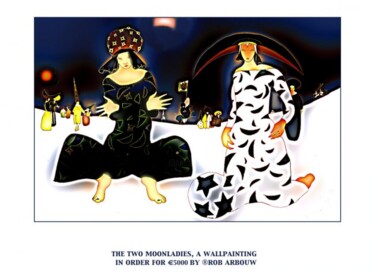 Painting titled "the_Two_moonladies.…" by Rob Arbouw, Original Artwork