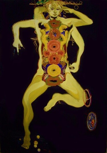 Peinture intitulée "Yellow walker" par Rob Arbouw, Œuvre d'art originale