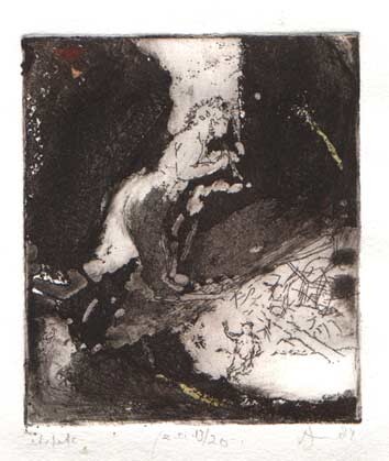Disegno intitolato "Faun on a tree" da Rob Arbouw, Opera d'arte originale, Altro