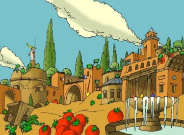 Painting titled "Ruines and tomatoes…" by Rob Arbouw, Original Artwork, Oil