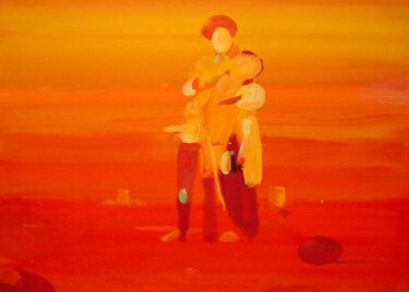 Malerei mit dem Titel "Desert knight" von Rob Arbouw, Original-Kunstwerk, Öl