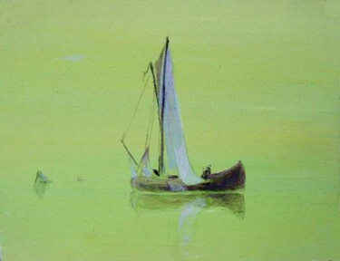 Painting titled "vessel on the Yselm…" by Rob Arbouw, Original Artwork
