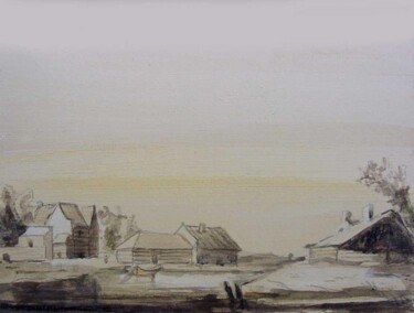 Painting titled "17th century houses" by Rob Arbouw, Original Artwork