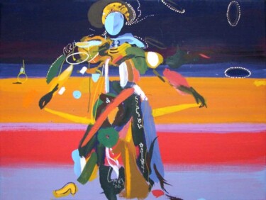 Malerei mit dem Titel "Blue dancer" von Rob Arbouw, Original-Kunstwerk, Öl